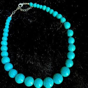 Teal beaded necklace